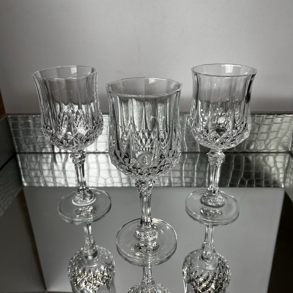 🇫🇷 Cristal d'Arques‎ Longchamp Cordial Glasses 3pc French Crystal France